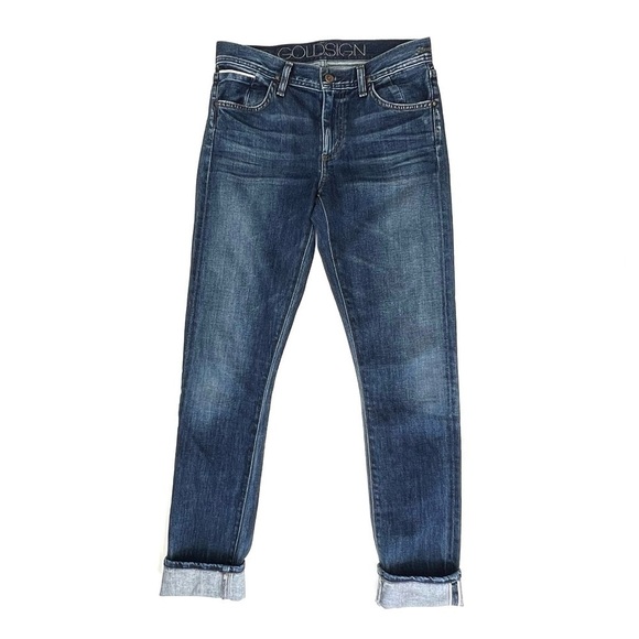 Goldsign Jenny Jeans Size 27 = 4/6 Selvedge Slim Cut Whiskering gold sign EUC - Picture 14 of 14